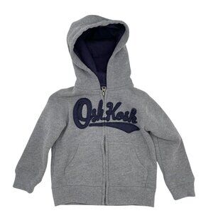 OshKosh B'Gosh Gray Spellout Full Zip Hoodie Sweatshirt Toddler Size 2T Casual